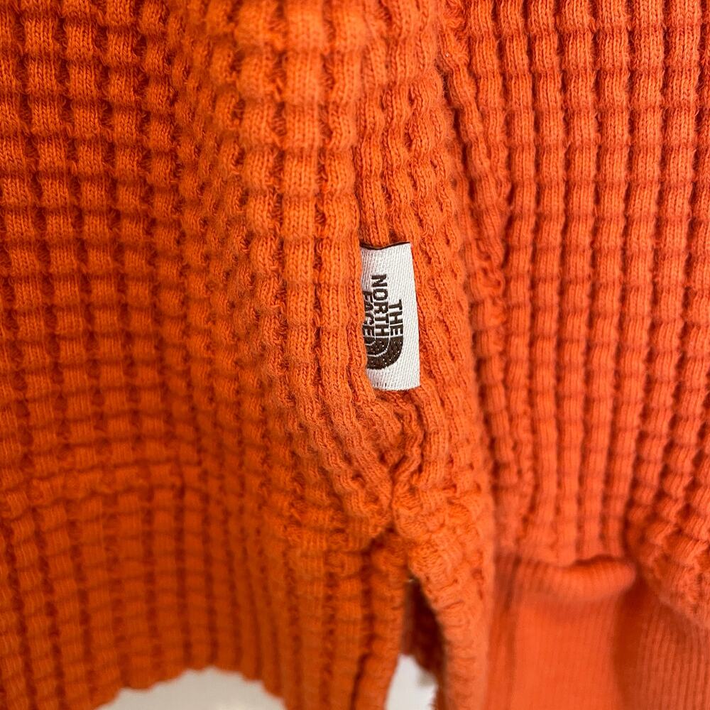 The North Face Thermal Waffle Knit Base Layer Tee Orange 100% Cotton Gorpcore XL - Picture 4 of 6